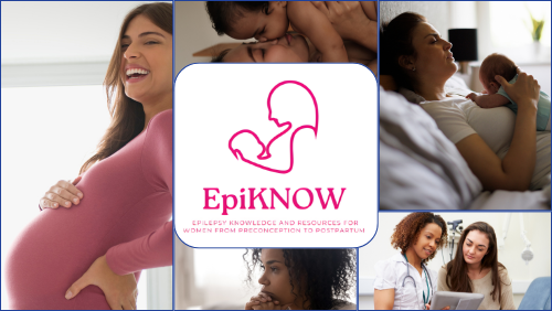 Women at different stages of pregnancy/post partum with EpiKNOW logo in the middle