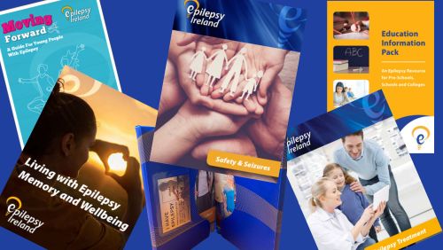 Collection of front covers of some of Epilepsy Ireland's information resources.