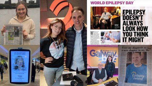 Volunteers and media clippings from International Epilepsy Day 2024