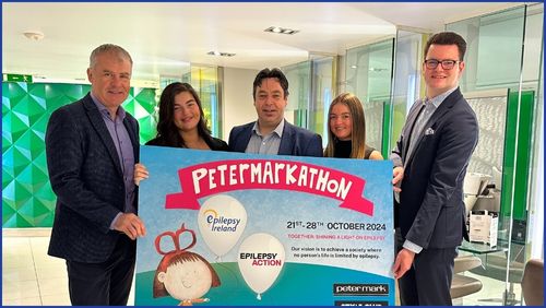 Peter Mark and Epilepsy Ireland staff launching the 2024 Petermarkathon