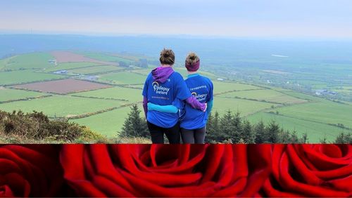 Volunteers at top of mountain and Rose footer