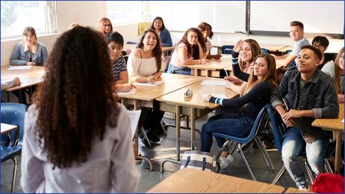 Teacher leading a class.