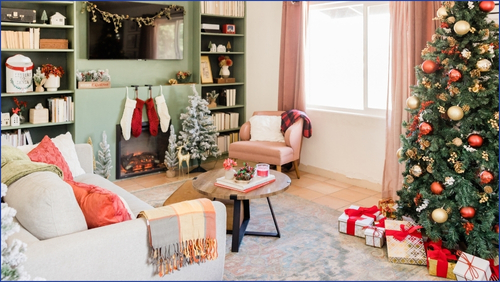 Living room filled with Christmas Decorations