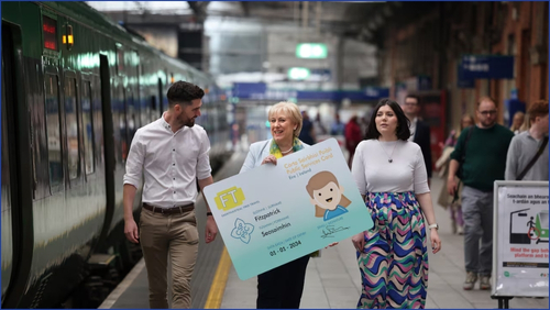 Our Advocacy & Communications Manager, Paddy McGeoghegan; Minister Heather Humphreys; and our media volunteer Síomha Connolly at the launch of the new Free Travel scheme in 2024 !