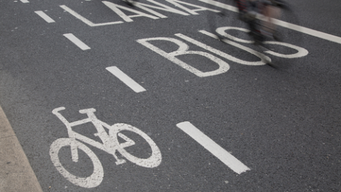 Bus lane and cycle lane