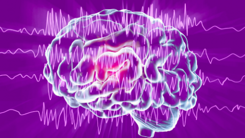 brain showing electrical activity.