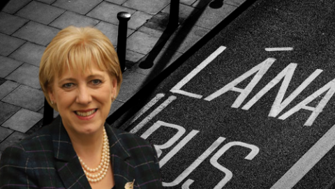 Minister Heather Humphreys and background of Bus Lane