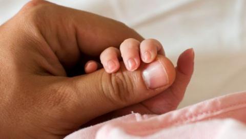 Father holding baby hand