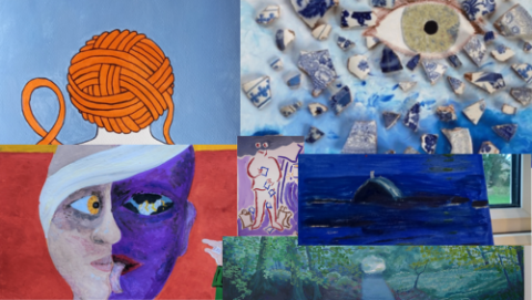 A collage of different art works by our members, depicting the reality of Epilepsy