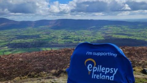 Epilepsy Ireland T-shirt overlooking valley